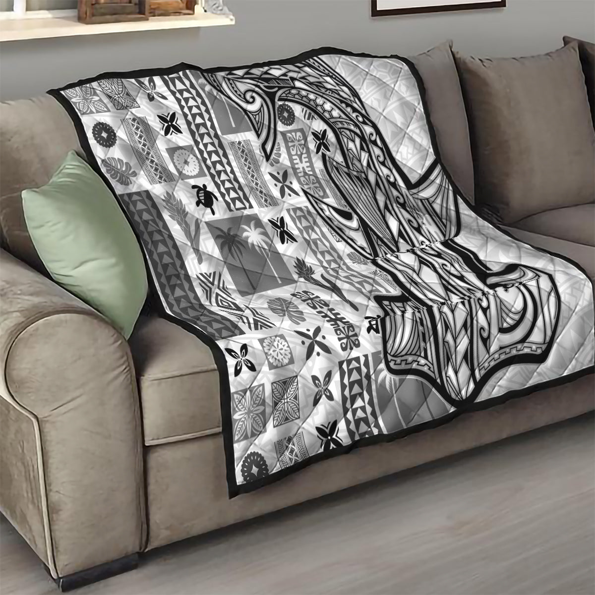 Samoa Tapa Quilt Siapo Mix Tatau Patterns - White LT7 - Polynesian Pride