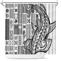 Samoa Tapa Shower Curtain Siapo Mix Tatau Patterns - White LT7 White - Polynesian Pride