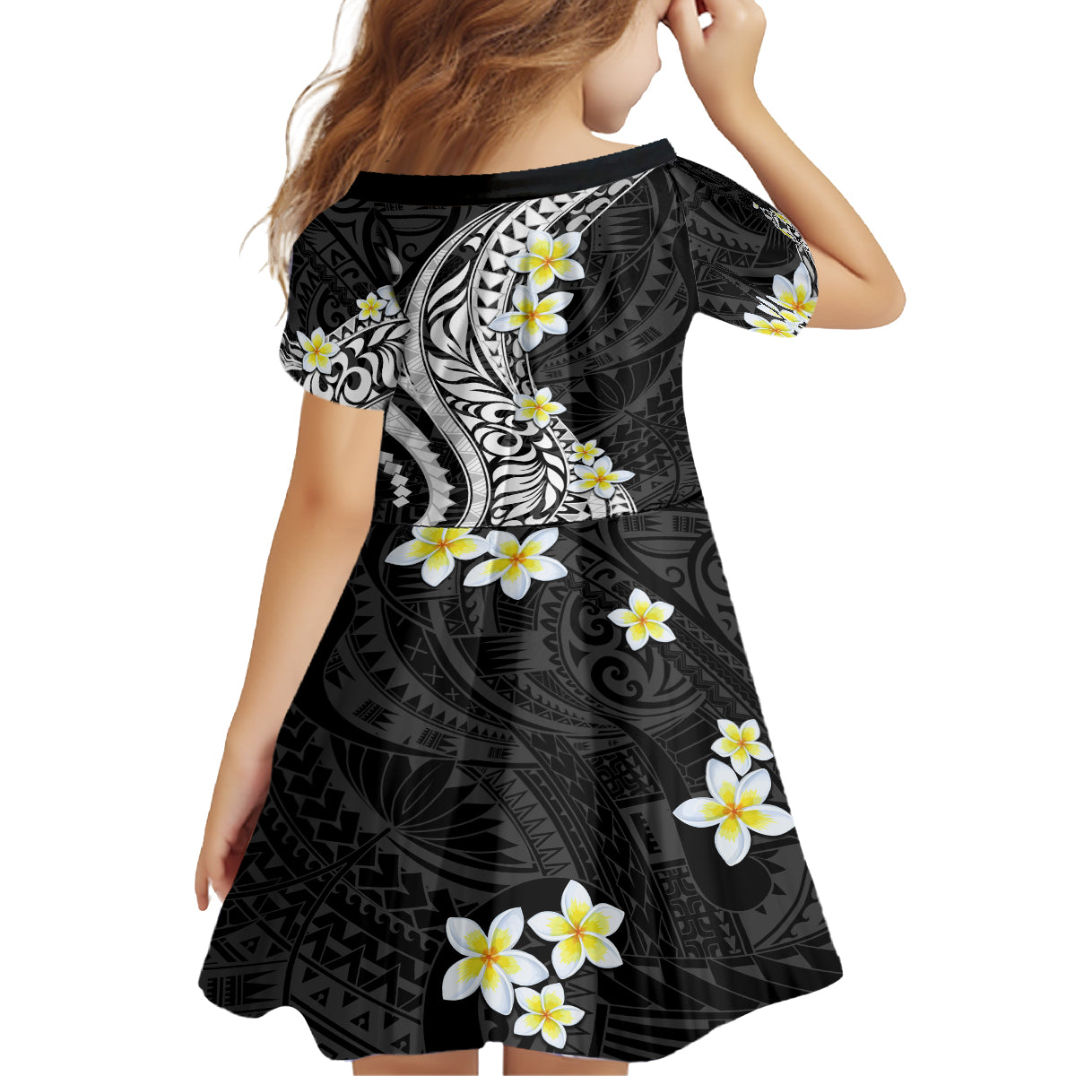 Hawaii Aloha Family Matching Tank Maxi Dress and Hawaiian Shirt Plumeria Vintage - Black LT7 - Polynesian Pride