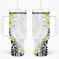 Hawaii Aloha Tumbler With Handle Plumeria Vintage - White