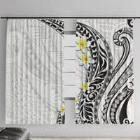 Hawaii Aloha Window Curtain Plumeria Vintage - White LT7 With Hooks White - Polynesian Pride