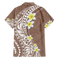 Hawaii Aloha Family Matching Tank Maxi Dress and Hawaiian Shirt Plumeria Vintage - Brown LT7 - Polynesian Pride