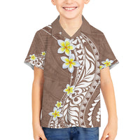 Hawaii Aloha Kid Hawaiian Shirt Plumeria Vintage - Brown LT7 Kid Brown - Polynesian Pride