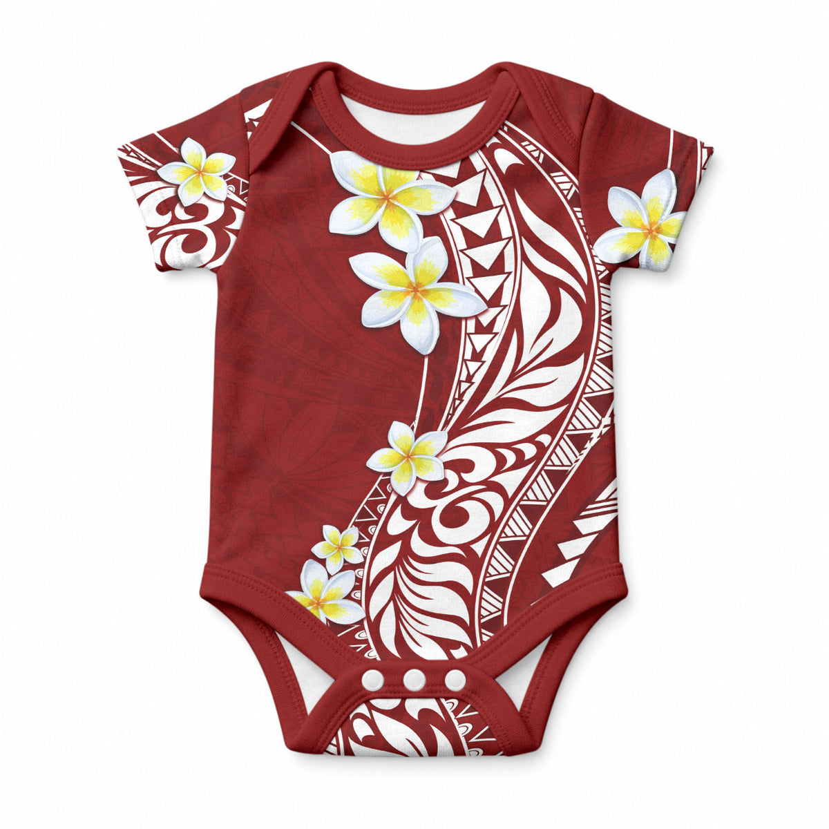 Hawaii Aloha Baby Onesie Plumeria Vintage - Crimson