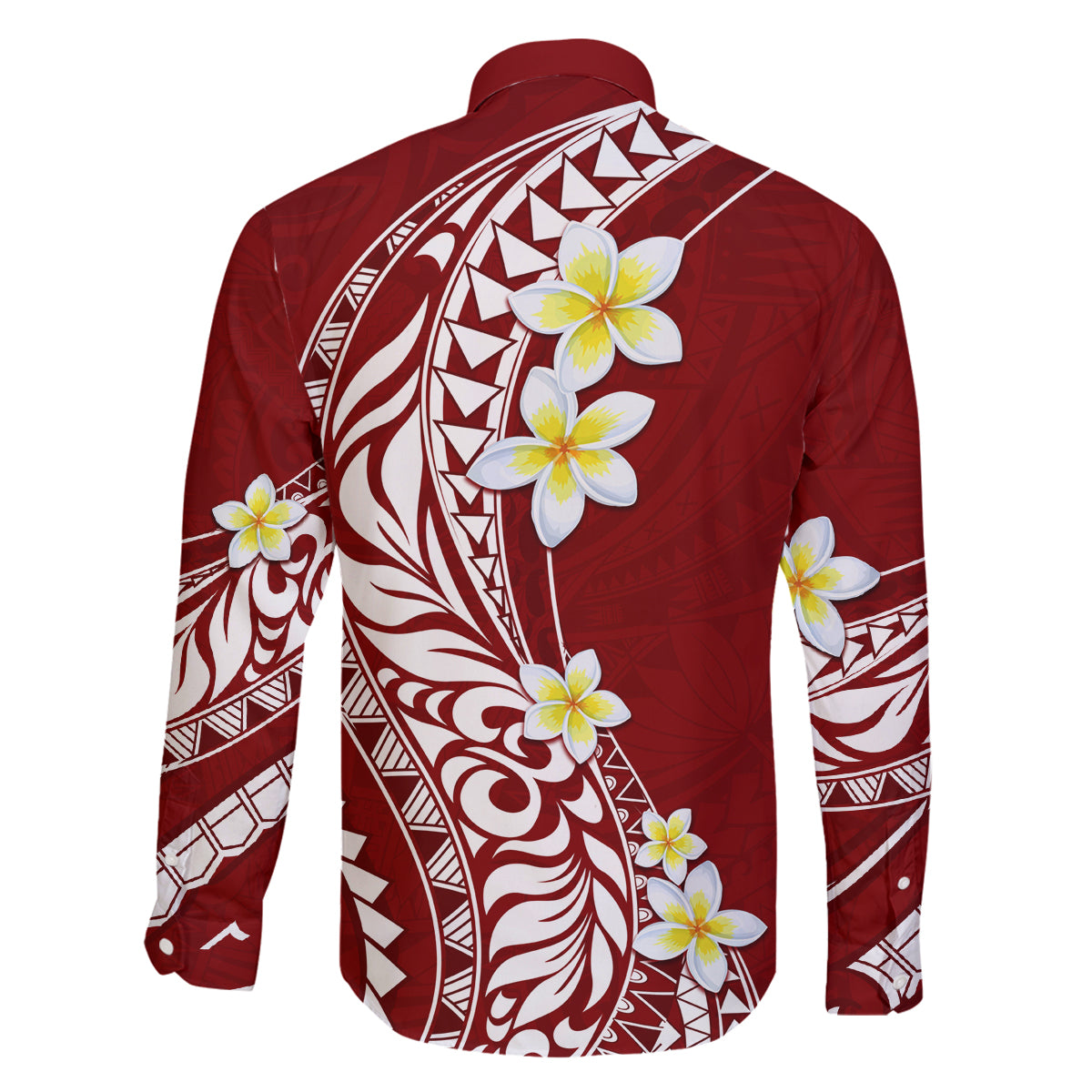 Hawaii Aloha Family Matching Off Shoulder Short Dress and Hawaiian Shirt Plumeria Vintage - Crimson LT7 - Polynesian Pride