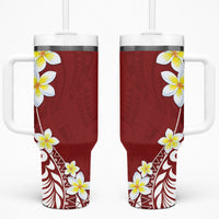 Hawaii Aloha Tumbler With Handle Plumeria Vintage - Red