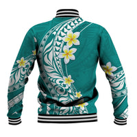 Hawaii Aloha Baseball Jacket Plumeria Vintage - Teal LT7 - Polynesian Pride