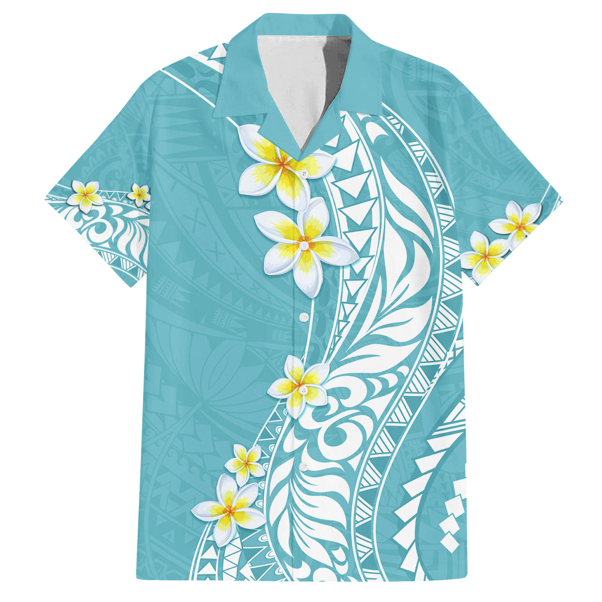 Hawaii Aloha Family Matching Long Sleeve Bodycon Dress and Hawaiian Shirt Plumeria Vintage - Turquoise LT7 Dad's Shirt - Short Sleeve Turquoise - Polynesian Pride