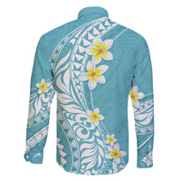 Hawaii Aloha Family Matching Off Shoulder Maxi Dress and Hawaiian Shirt Plumeria Vintage - Turquoise LT7 - Polynesian Pride