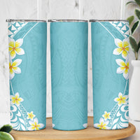 Hawaii Aloha Skinny Tumbler Plumeria Vintage - Turquoise