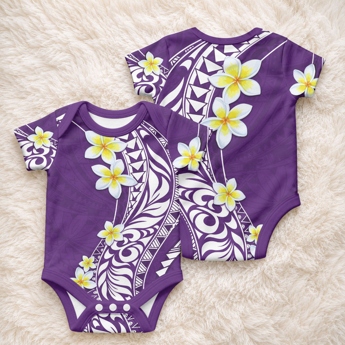 Hawaii Aloha Baby Onesie Plumeria Vintage - Violet