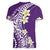 Hawaii Aloha Women V Neck T Shirt Plumeria Vintage - Violet LT7 - Polynesian Pride