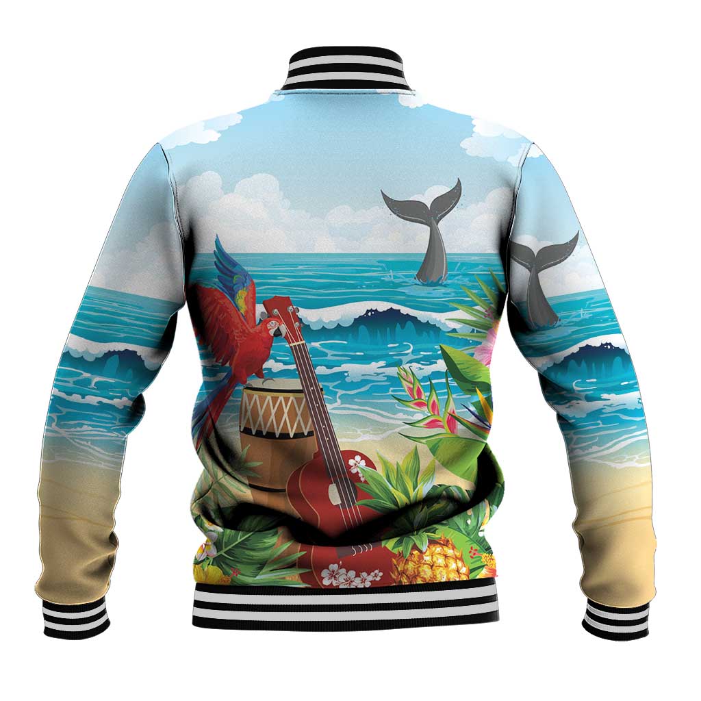 Aloha Honolulu Festival Baseball Jacket Ukulele By The Shore