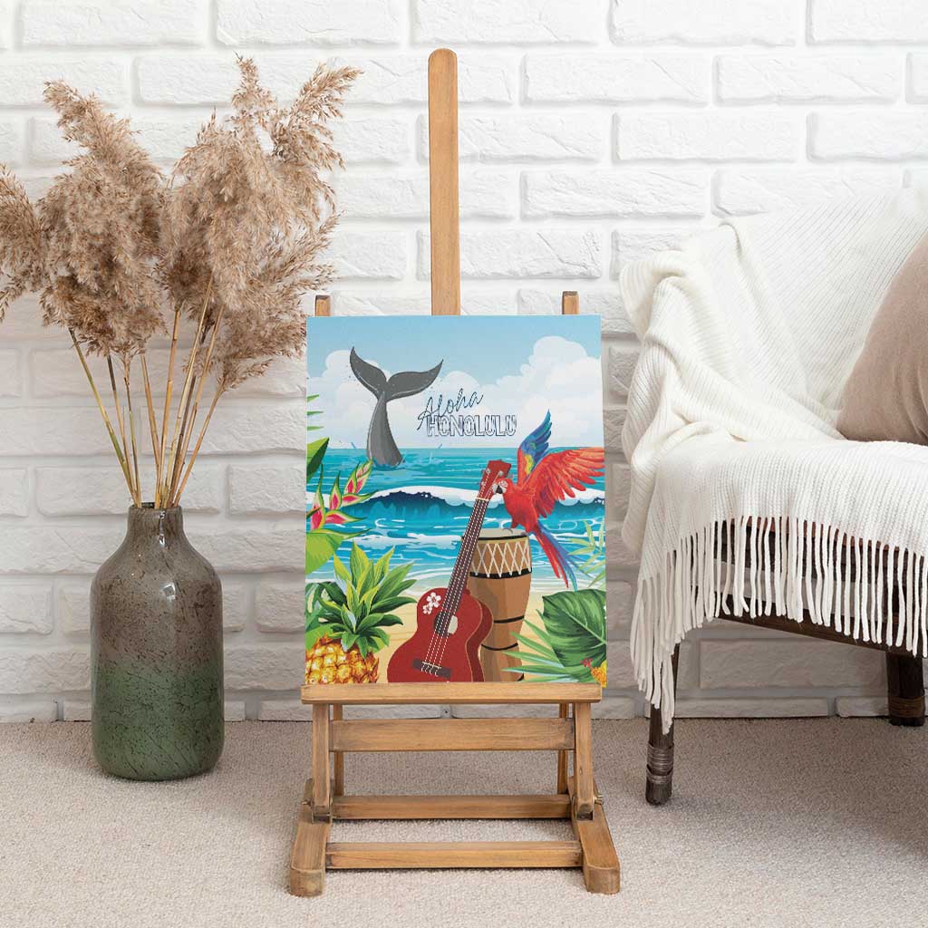 Aloha Honolulu Festival Canvas Wall Art Ukulele By The Shore