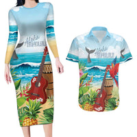 Aloha Honolulu Festival Couples Matching Long Sleeve Bodycon Dress and Hawaiian Shirt Ukulele By The Shore LT7 Art - Polynesian Pride