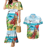 Aloha Honolulu Festival Couples Matching Mermaid Dress and Hawaiian Shirt Ukulele By The Shore LT7 Art - Polynesian Pride