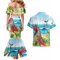 Aloha Honolulu Festival Couples Matching Mermaid Dress and Hawaiian Shirt Ukulele By The Shore LT7 - Polynesian Pride