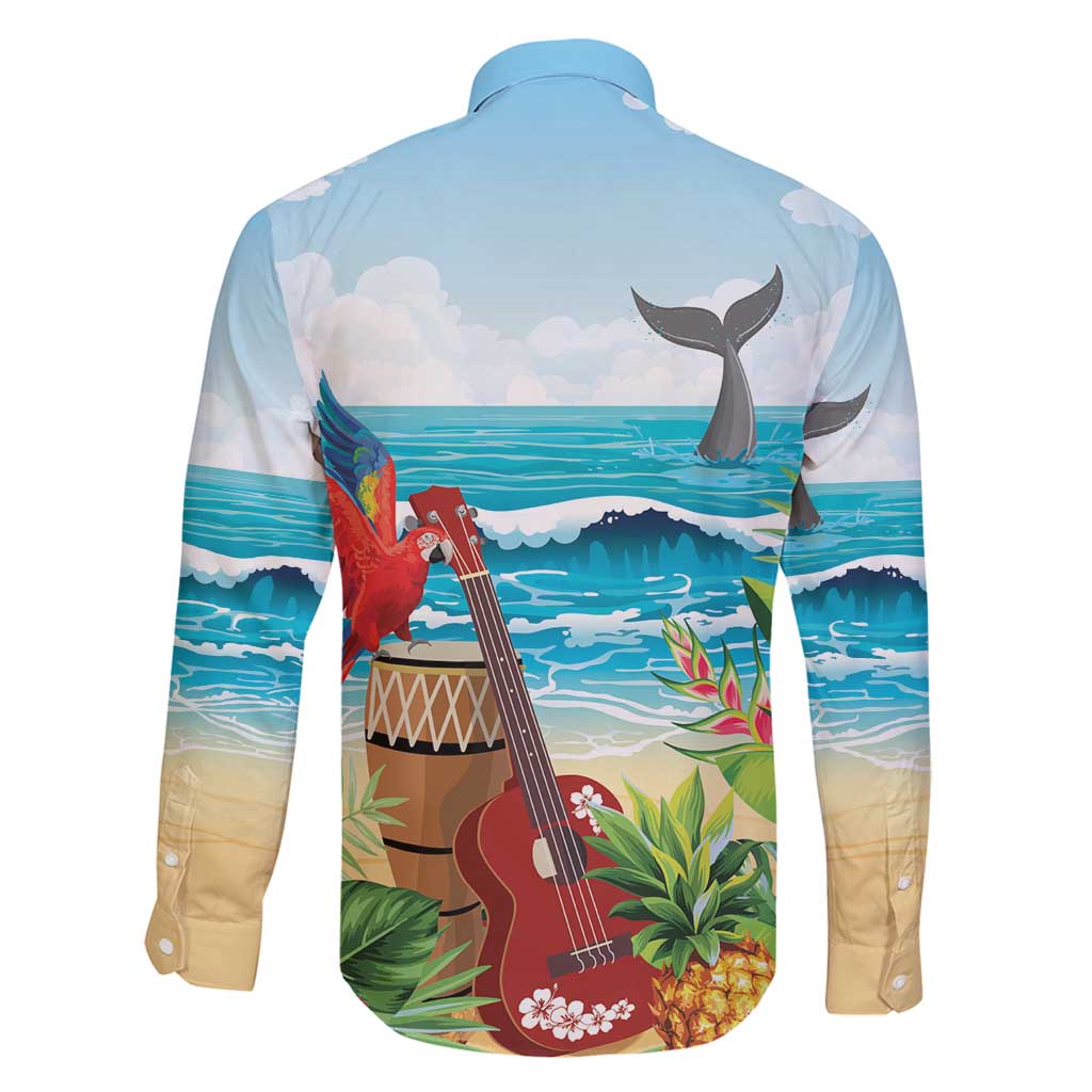 Aloha Honolulu Festival Family Matching Long Sleeve Bodycon Dress and Hawaiian Shirt Ukulele By The Shore LT7 - Polynesian Pride