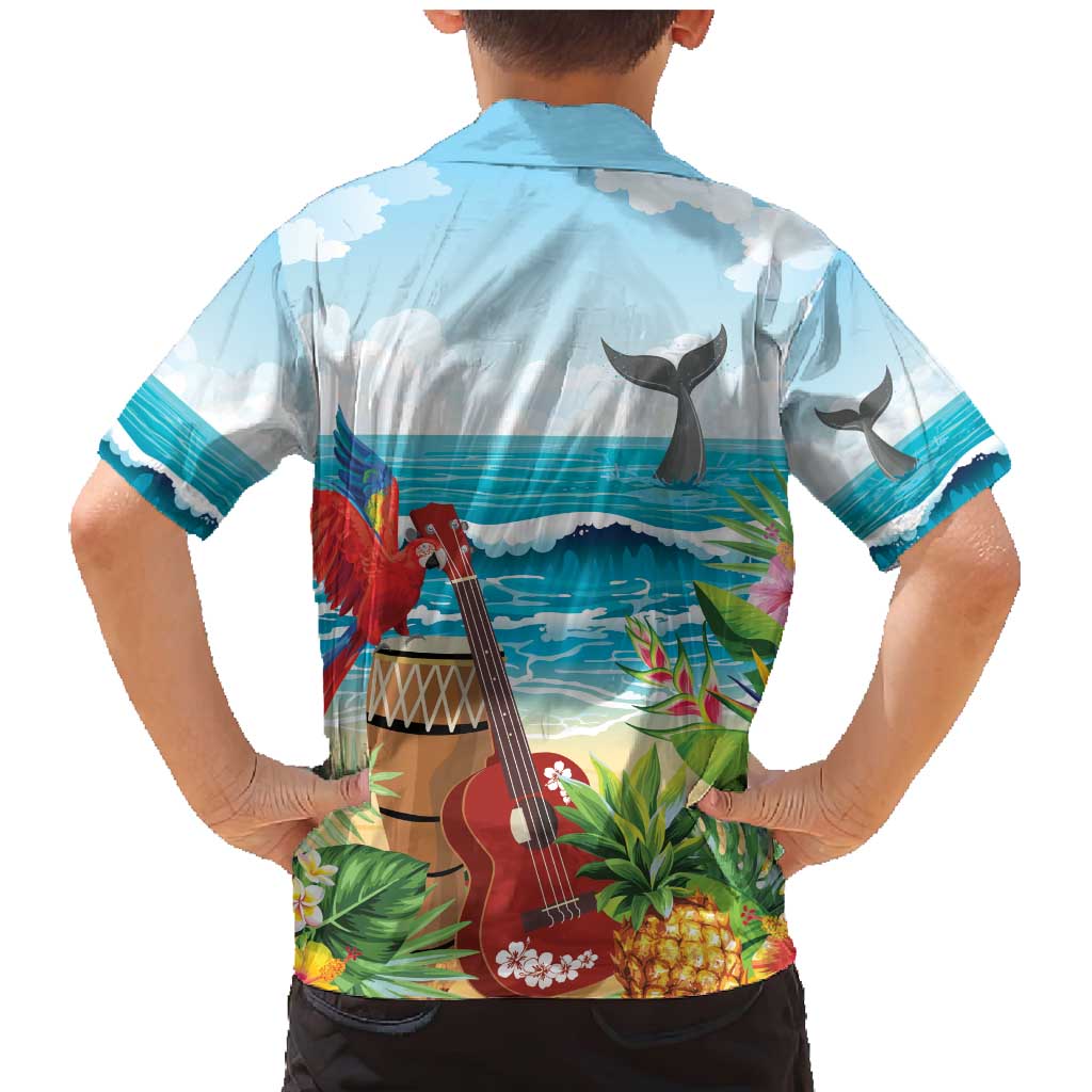 Aloha Honolulu Festival Family Matching Mermaid Dress and Hawaiian Shirt Ukulele By The Shore LT7 - Polynesian Pride