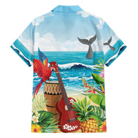 Aloha Honolulu Festival Family Matching Off The Shoulder Long Sleeve Dress and Hawaiian Shirt Ukulele By The Shore LT7 - Polynesian Pride