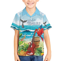 Aloha Honolulu Festival Family Matching Puletasi and Hawaiian Shirt Ukulele By The Shore LT7 Son's Shirt Art - Polynesian Pride