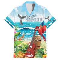 Aloha Honolulu Festival Family Matching Short Sleeve Bodycon Dress and Hawaiian Shirt Ukulele By The Shore LT7 Dad's Shirt - Short Sleeve Art - Polynesian Pride