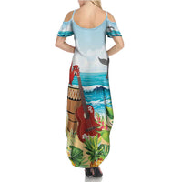 Aloha Honolulu Festival Family Matching Summer Maxi Dress and Hawaiian Shirt Ukulele By The Shore LT7 - Polynesian Pride