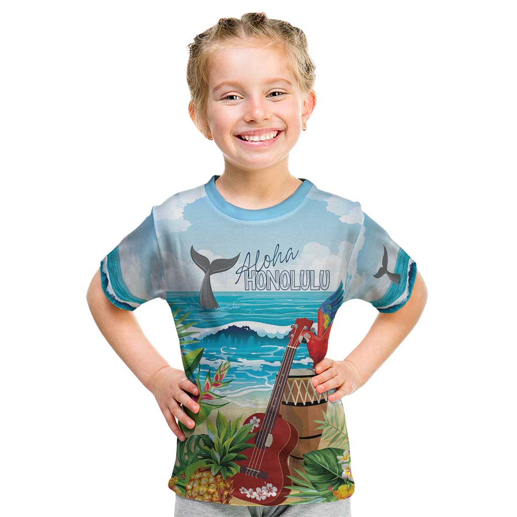 Aloha Honolulu Festival Kid T Shirt Ukulele By The Shore