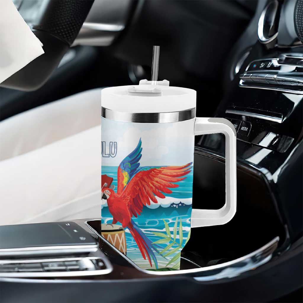 Aloha Honolulu Festival Tumbler With Handle Ukulele By The Shore