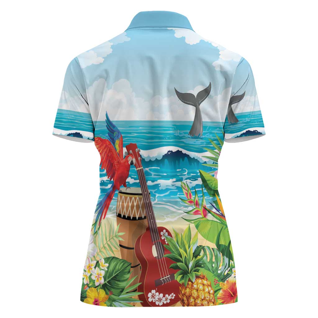 Aloha Honolulu Festival Women Polo Shirt Ukulele By The Shore