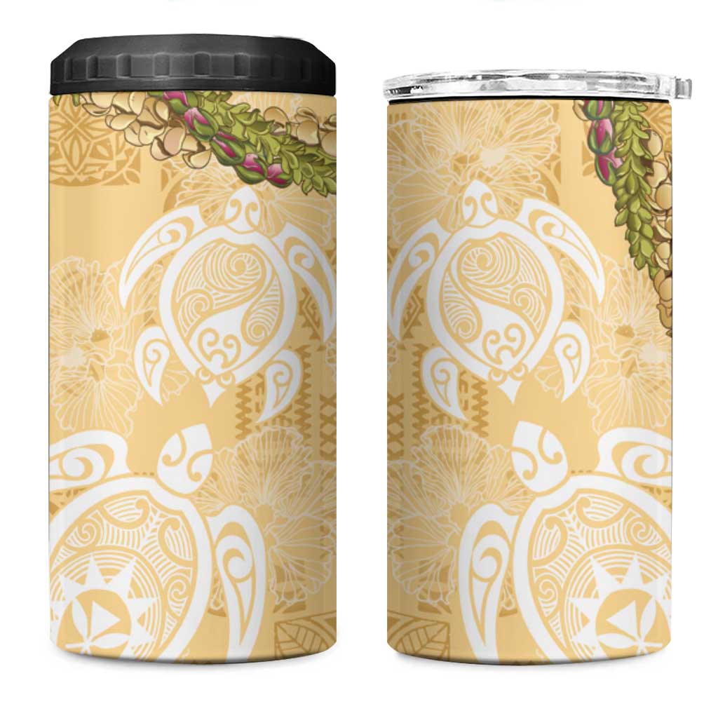 Aloha Honolulu Festival 4 in 1 Can Cooler Tumbler Hawaii Kapa Mix Flowers Lei LT7 One Size: 16 oz Yellow - Polynesian Pride