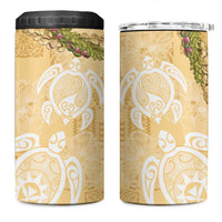 Aloha Honolulu Festival 4 in 1 Can Cooler Tumbler Hawaii Kapa Mix Flowers Lei LT7 One Size: 16 oz Yellow - Polynesian Pride