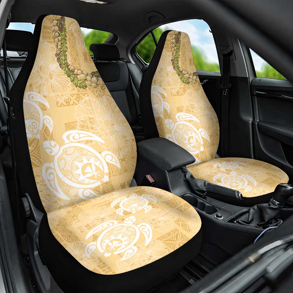 Aloha Honolulu Festival Car Seat Cover Hawaii Kapa Mix Flowers Lei LT7 One Size Yellow - Polynesian Pride