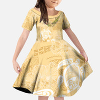 Aloha Honolulu Festival Family Matching Mermaid Dress and Hawaiian Shirt Hawaii Kapa Mix Flowers Lei LT7 Daughter's Dress Yellow - Polynesian Pride