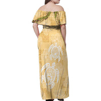 Aloha Honolulu Festival Family Matching Off Shoulder Maxi Dress and Hawaiian Shirt Hawaii Kapa Mix Flowers Lei LT7 - Polynesian Pride