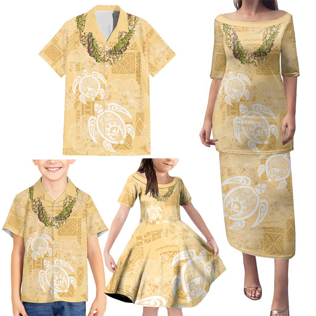 Aloha Honolulu Festival Family Matching Puletasi and Hawaiian Shirt Hawaii Kapa Mix Flowers Lei LT7 - Polynesian Pride