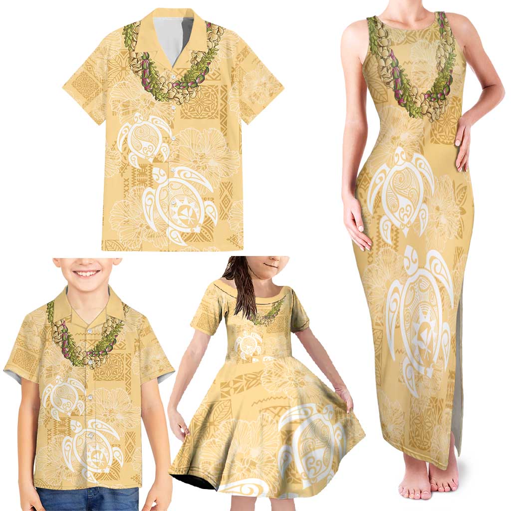 Aloha Honolulu Festival Family Matching Tank Maxi Dress and Hawaiian Shirt Hawaii Kapa Mix Flowers Lei LT7 - Polynesian Pride