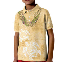 Aloha Honolulu Festival Kid Polo Shirt Hawaii Kapa Mix Flowers Lei LT7 Kid Yellow - Polynesian Pride