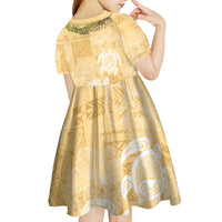 Aloha Honolulu Festival Kid Short Sleeve Dress Hawaii Kapa Mix Flowers Lei LT7 - Polynesian Pride