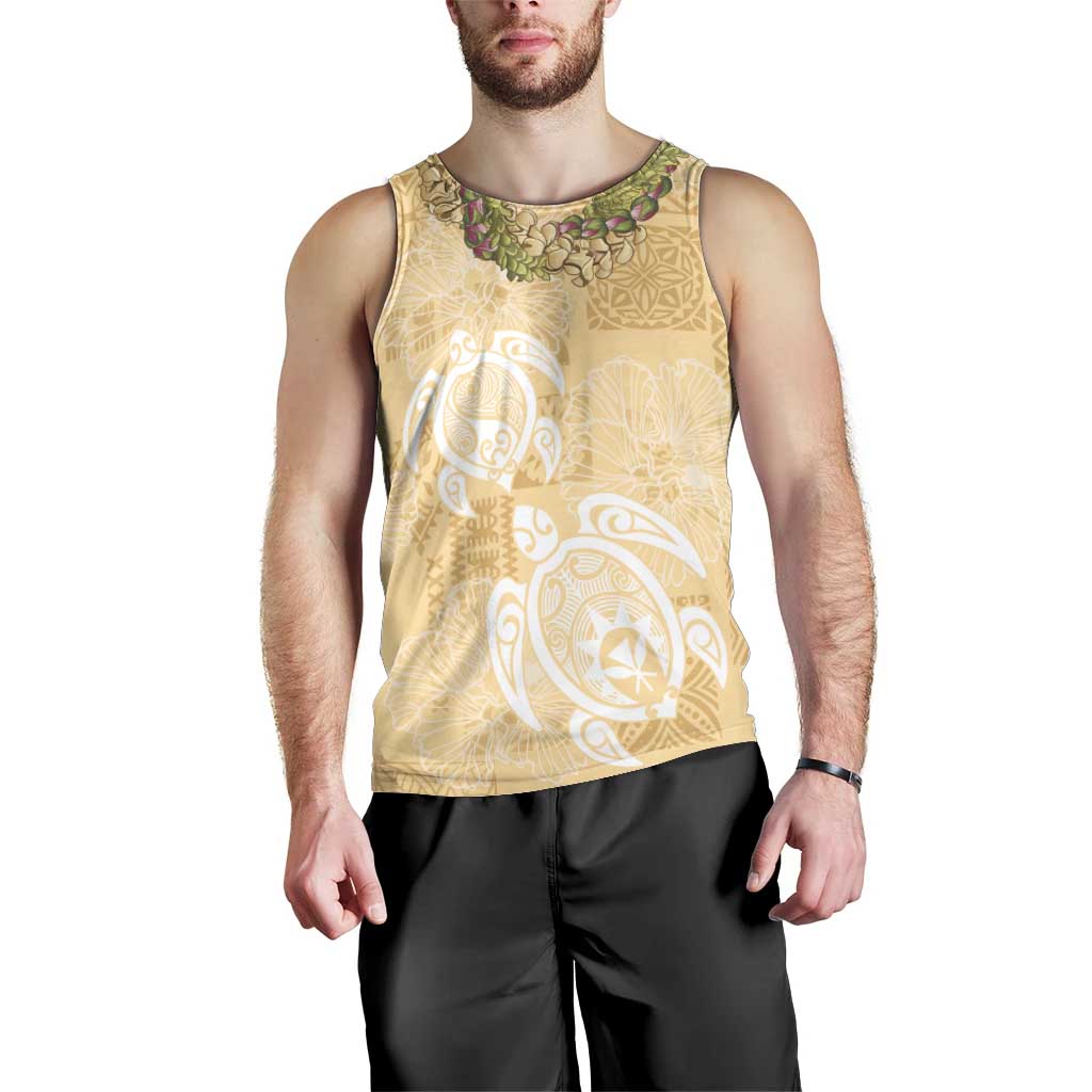 Aloha Honolulu Festival Men Tank Top Hawaii Kapa Mix Flowers Lei