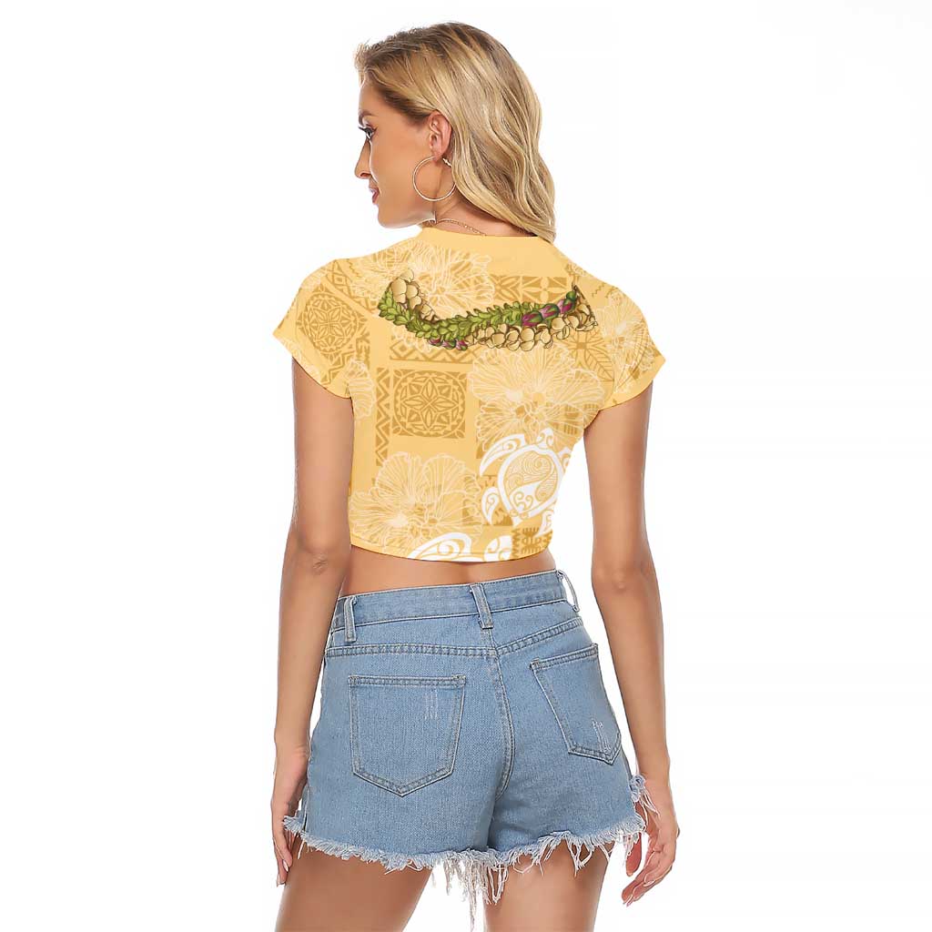 Aloha Honolulu Festival Raglan Cropped T Shirt Hawaii Kapa Mix Flowers Lei LT7 - Polynesian Pride