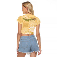 Aloha Honolulu Festival Raglan Cropped T Shirt Hawaii Kapa Mix Flowers Lei LT7 - Polynesian Pride