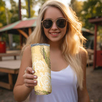 Aloha Honolulu Festival Skinny Tumbler Hawaii Kapa Mix Flowers Lei LT7 - Polynesian Pride