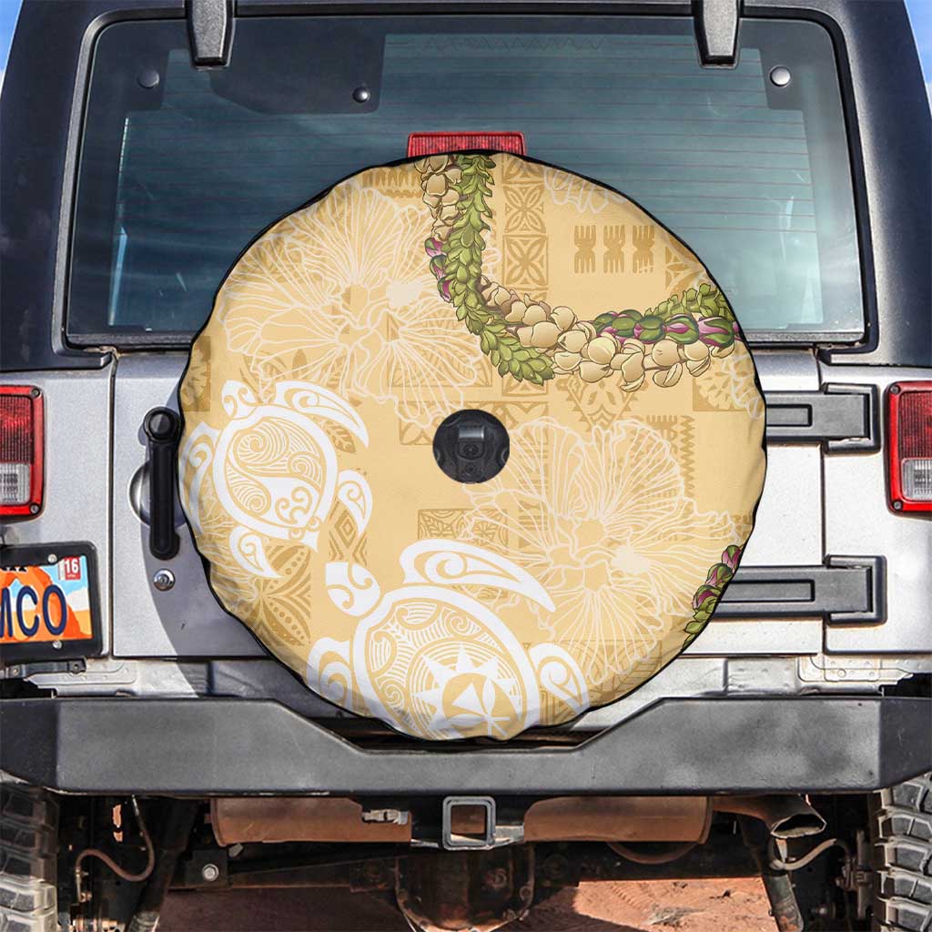 Aloha Honolulu Festival Spare Tire Cover Hawaii Kapa Mix Flowers Lei LT7 Yellow - Polynesian Pride