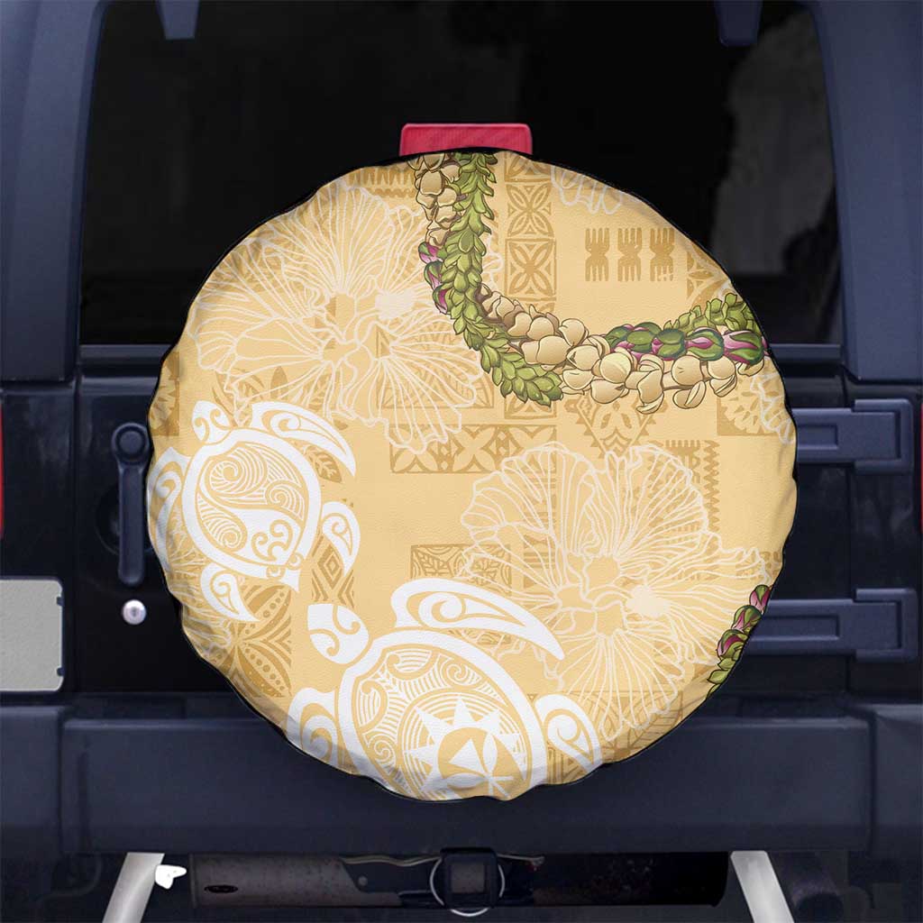 Aloha Honolulu Festival Spare Tire Cover Hawaii Kapa Mix Flowers Lei LT7 No hole Yellow - Polynesian Pride