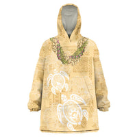 Aloha Honolulu Festival Wearable Blanket Hoodie Hawaii Kapa Mix Flowers Lei LT7 One Size Yellow - Polynesian Pride