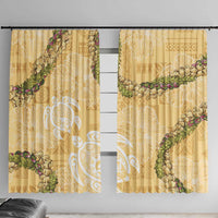 Aloha Honolulu Festival Window Curtain Hawaii Kapa Mix Flowers Lei LT7 With Hooks Yellow - Polynesian Pride