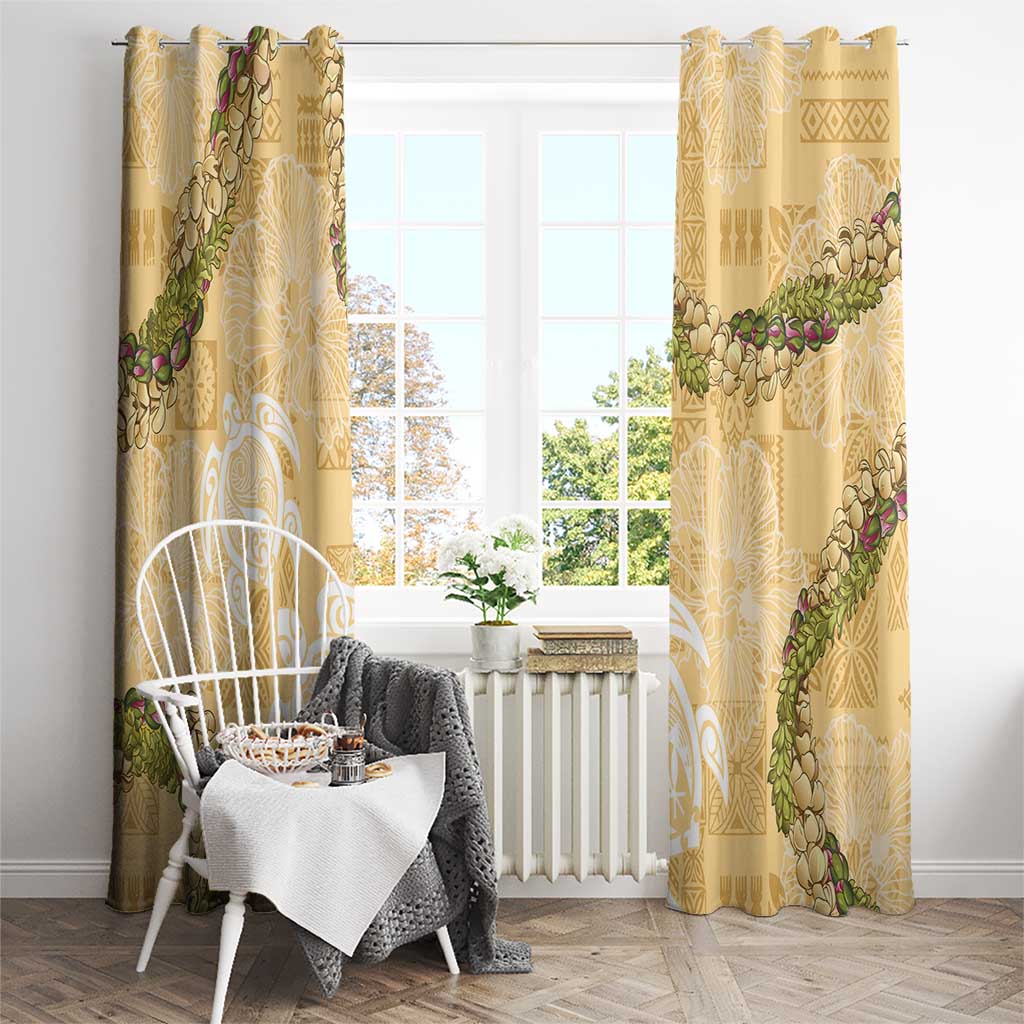 Aloha Honolulu Festival Window Curtain Hawaii Kapa Mix Flowers Lei LT7 - Polynesian Pride