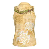 Aloha Honolulu Festival Women Sleeveless Polo Shirt Hawaii Kapa Mix Flowers Lei LT7 - Polynesian Pride