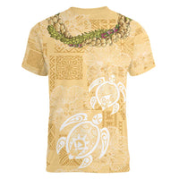 Aloha Honolulu Festival Women V-Neck T-Shirt Hawaii Kapa Mix Flowers Lei LT7 - Polynesian Pride